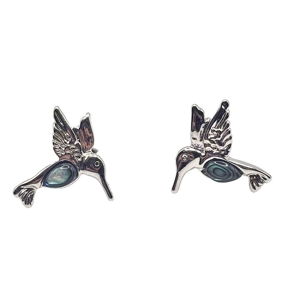 Abalone Dainty Hummingbird Stud Earrings